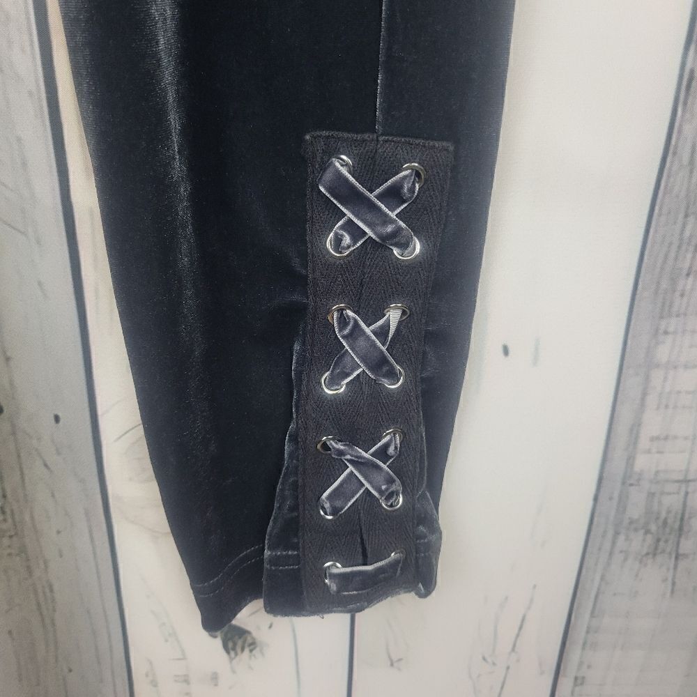 Material Girl Dark Gray Velvet Joggers Lounge Pants Lace Up Bottoms Size Lg - Picture 3 of 5